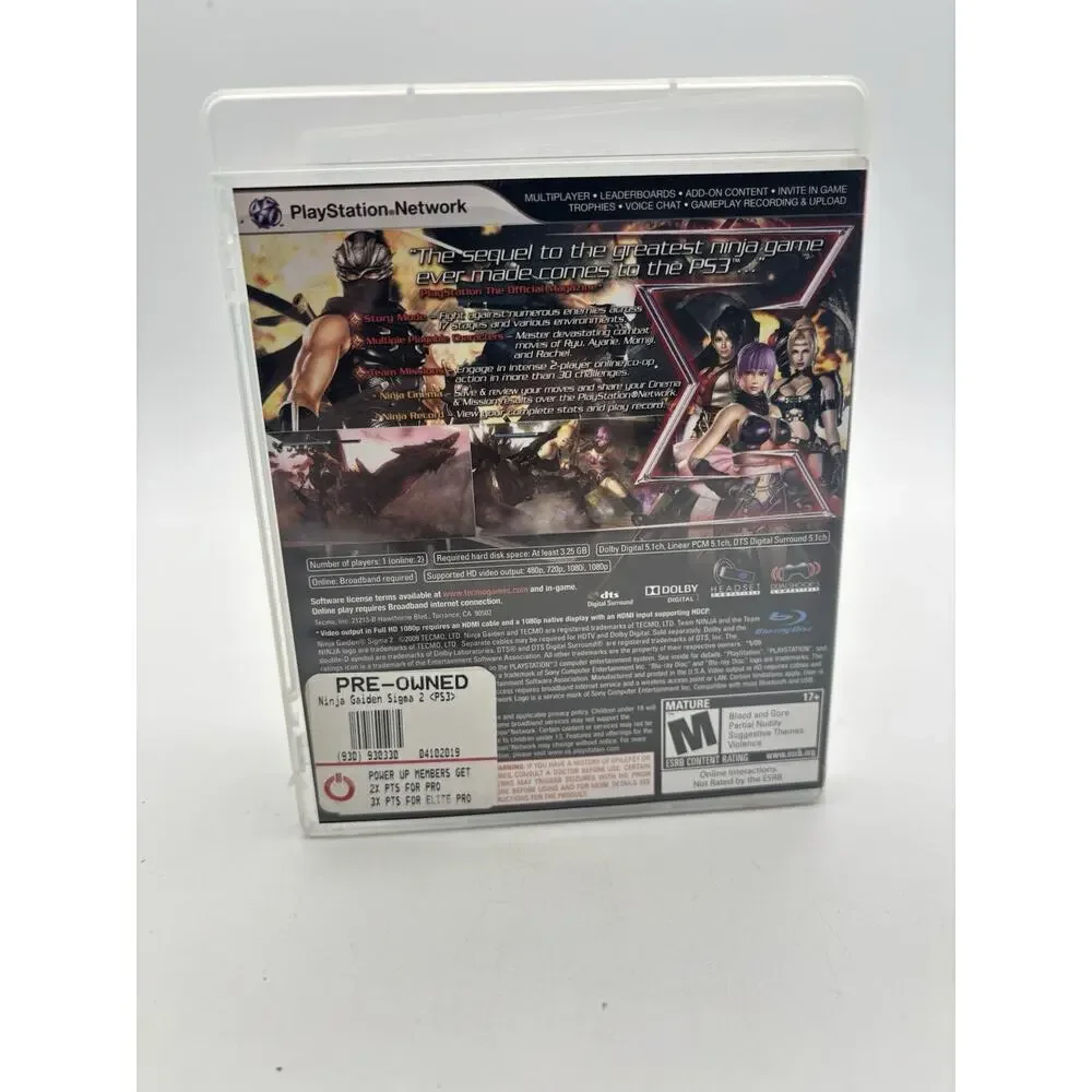 Ninja Gaiden Sigma 2 (Sony PlayStation 3 PS3) Complete CIB w/ Manual VG Cond